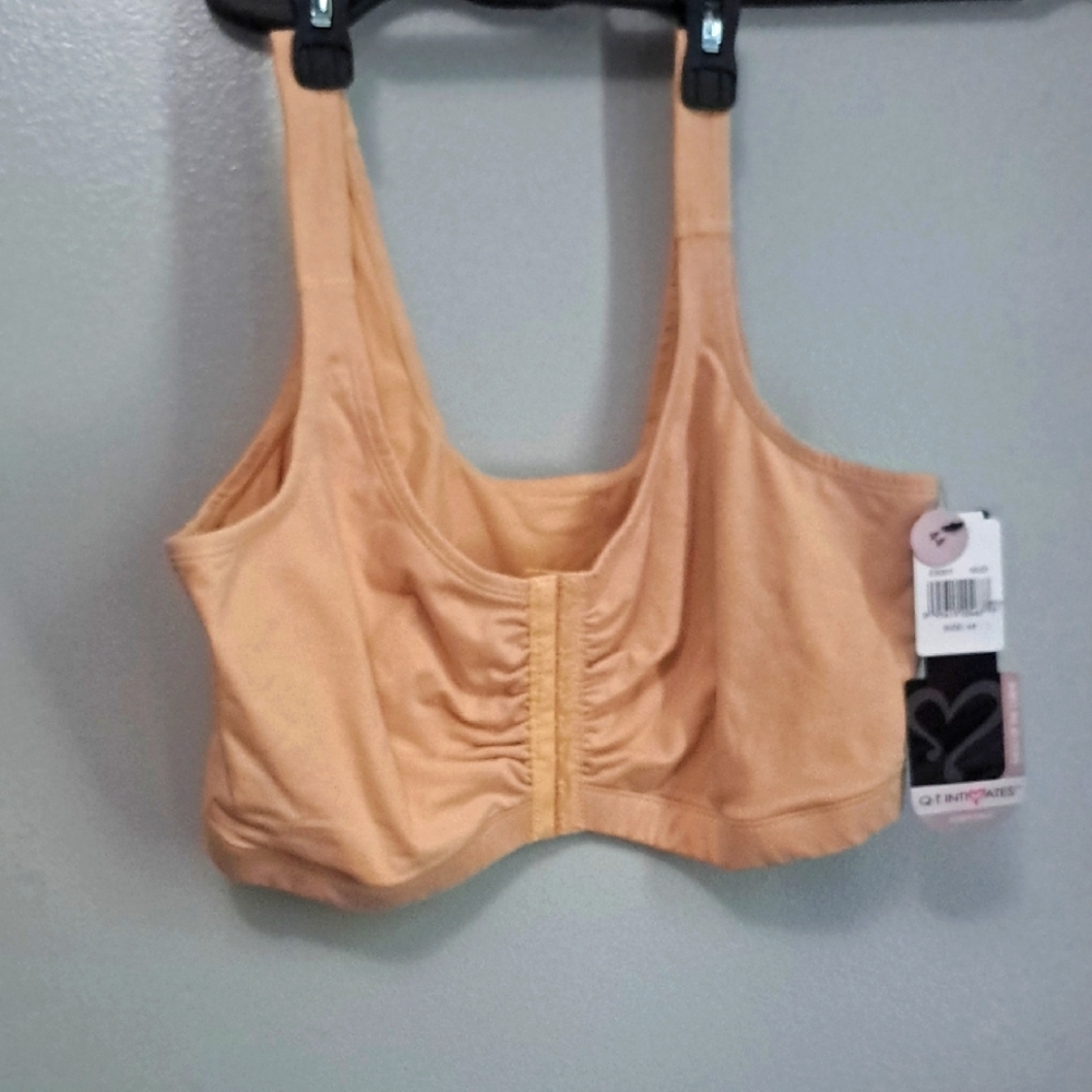 QT Intimates Nude Front Hook Pocket E5001 Ruched Cotton No Wire 44 Bra New